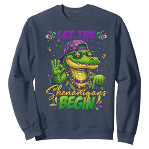 Let The Shenanigans Begin Mardi Gras 67 Meme Sweatshirt Funny Alligator Mardigator Six Seven TS11 Navy Print Your Wear