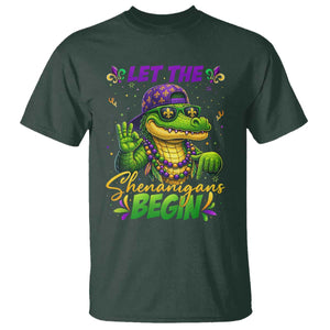 Let The Shenanigans Begin Mardi Gras 67 Meme T Shirt Funny Alligator Mardigator Six Seven TS11 Dark Forest Green Print Your Wear