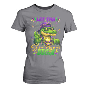 Let The Shenanigans Begin Mardi Gras 67 Meme T Shirt For Women Funny Alligator Mardigator Six Seven TS11 Charcoal Print Your Wear