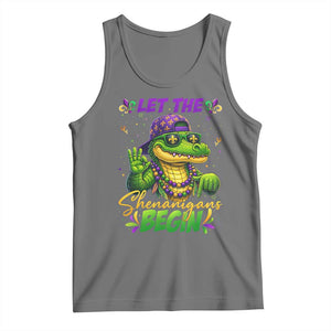 Let The Shenanigans Begin Mardi Gras 67 Meme Tank Top Funny Alligator Mardigator Six Seven TS11 Black Heather Print Your Wear