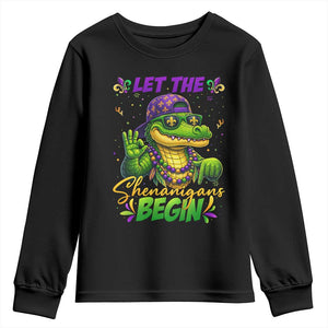 Let The Shenanigans Begin Mardi Gras 67 Meme Youth Sweatshirt Funny Alligator Mardigator Six Seven TS11 Black Print Your Wear
