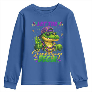 Let The Shenanigans Begin Mardi Gras 67 Meme Youth Sweatshirt Funny Alligator Mardigator Six Seven TS11 Royal Blue Print Your Wear