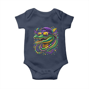 Mardigator Mardi Gras Alligator Carnival Beads Baby Onesie TS11 Navy Print Your Wear