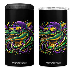 Mardigator Mardi Gras Alligator Carnival Beads 4 in 1 Can Cooler Tumbler TS11 One Size: 16 oz Black Print Your Wear