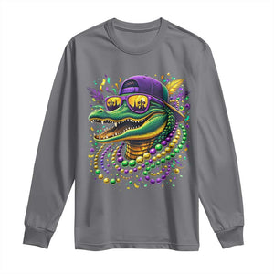 Mardigator Mardi Gras Alligator Carnival Beads Long Sleeve Shirt TS11 Charcoal Print Your Wear