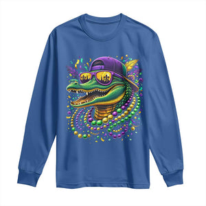 Mardigator Mardi Gras Alligator Carnival Beads Long Sleeve Shirt TS11 Royal Blue Print Your Wear