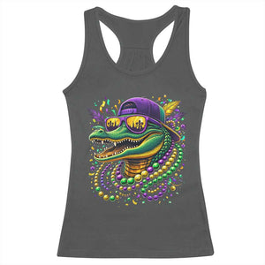 Mardigator Mardi Gras Alligator Carnival Beads Racerback Tank Top TS11 Dark Heather Print Your Wear