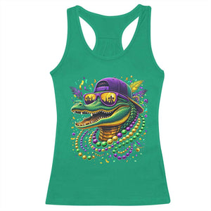 Mardigator Mardi Gras Alligator Carnival Beads Racerback Tank Top TS11 Irish Green Print Your Wear