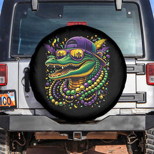 Mardigator Mardi Gras Alligator Carnival Beads Spare Tire Cover TS11 No hole Black Print Your Wear
