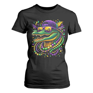 Mardigator Mardi Gras Alligator Carnival Beads T Shirt For Women TS11 Black Print Your Wear