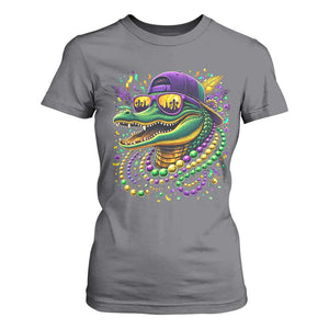 Mardigator Mardi Gras Alligator Carnival Beads T Shirt For Women TS11 Charcoal Print Your Wear