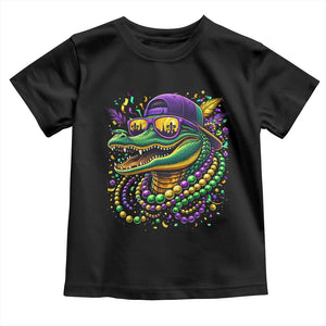 Mardigator Mardi Gras Alligator Carnival Beads Toddler T Shirt TS11 Black Print Your Wear