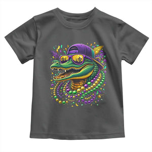 Mardigator Mardi Gras Alligator Carnival Beads Toddler T Shirt TS11 Dark Heather Print Your Wear