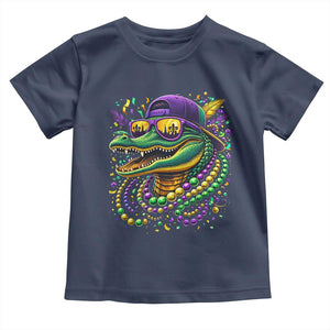 Mardigator Mardi Gras Alligator Carnival Beads Toddler T Shirt TS11 Navy Print Your Wear