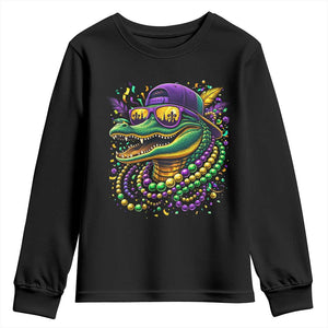 Mardigator Mardi Gras Alligator Carnival Beads Youth Sweatshirt TS11 Black Print Your Wear
