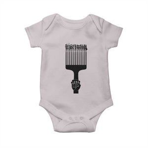 Afro Pick Comb Strong Black Power Fist Baby Onesie TS11 Ice Gray Print Your Wear
