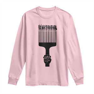 Afro Pick Comb Strong Black Power Fist Long Sleeve Shirt TS11 Light Pink Print Your Wear