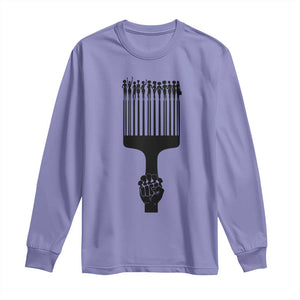 Afro Pick Comb Strong Black Power Fist Long Sleeve Shirt TS11 Violet Print Your Wear