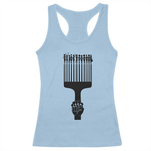 Afro Pick Comb Strong Black Power Fist Racerback Tank Top TS11 Light Blue Print Your Wear