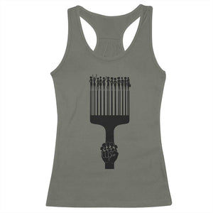 Afro Pick Comb Strong Black Power Fist Racerback Tank Top TS11 Military Green Print Your Wear