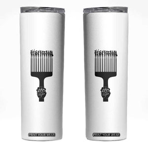 Afro Pick Comb Strong Black Power Fist Skinny Tumbler TS11 White Print Your Wear