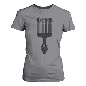 Afro Pick Comb Strong Black Power Fist T Shirt For Women TS11 Charcoal Print Your Wear