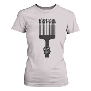 Afro Pick Comb Strong Black Power Fist T Shirt For Women TS11 Ice Gray Print Your Wear