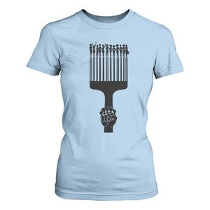 Afro Pick Comb Strong Black Power Fist T Shirt For Women TS11 Light Blue Print Your Wear