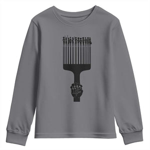 Afro Pick Comb Strong Black Power Fist Youth Sweatshirt TS11 Charcoal Print Your Wear