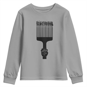 Afro Pick Comb Strong Black Power Fist Youth Sweatshirt TS11 Sport Gray Print Your Wear