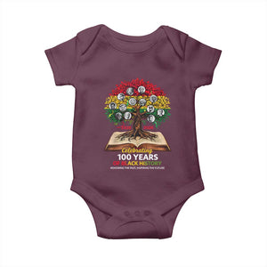 Celebrating 100 Years Of Black History Honoring The Past Inspiring The Future Baby Onesie Black Leaders TS11 Maroon Print Your Wear