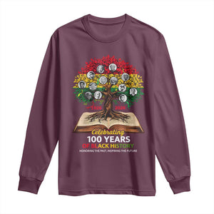 Celebrating 100 Years Of Black History Honoring The Past Inspiring The Future Long Sleeve Shirt Black Leaders TS11 Maroon Print Your Wear
