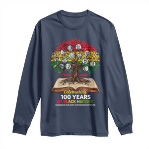 Celebrating 100 Years Of Black History Honoring The Past Inspiring The Future Long Sleeve Shirt Black Leaders TS11 Navy Print Your Wear