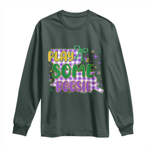 Play Some Boosie Mardi Gras Long Sleeve Shirt Funny Fat Tuesday Coquette Louisiana Carnival TS11 Dark Forest Green Print Your Wear