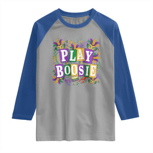Funny Play Boosie Mardi Gras Raglan Shirt Fat Tuesday Carnival Fleur De Lis Music TS11 Sport Gray Royal Print Your Wear
