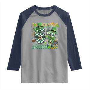 67 St Patricks Day Raglan Shirt Funny Six Seven Meme Lucky Shamrock TS11 Sport Gray Navy Print Your Wear