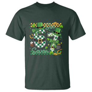 67 St Patricks Day T Shirt Funny Six Seven Meme Lucky Shamrock TS11 Dark Forest Green Print Your Wear