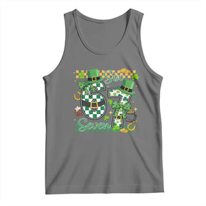 67 St Patricks Day Tank Top Funny Six Seven Meme Lucky Shamrock TS11 Black Heather Print Your Wear