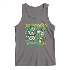 67 St Patricks Day Tank Top Funny Six Seven Meme Lucky Shamrock TS11 Deep Heather Print Your Wear