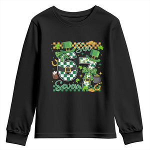 67 St Patricks Day Youth Sweatshirt Funny Six Seven Meme Lucky Shamrock TS11 Black Print Your Wear