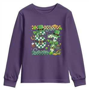 67 St Patricks Day Youth Sweatshirt Funny Six Seven Meme Lucky Shamrock TS11 Purple Print Your Wear