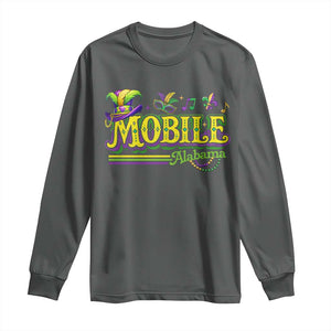 Mardi Gras Mobile Alabama AL Carnival Beads Long Sleeve Shirt TS11 Dark Heather Print Your Wear