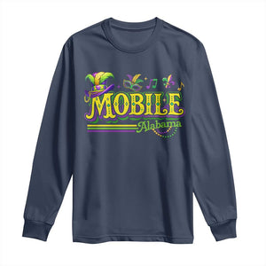 Mardi Gras Mobile Alabama AL Carnival Beads Long Sleeve Shirt TS11 Navy Print Your Wear