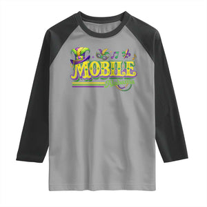 Mardi Gras Mobile Alabama AL Carnival Beads Raglan Shirt TS11 Sport Gray Black Print Your Wear