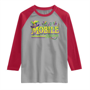 Mardi Gras Mobile Alabama AL Carnival Beads Raglan Shirt TS11 Sport Gray Red Print Your Wear