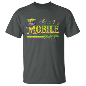 Mardi Gras Mobile Alabama AL Carnival Beads T Shirt TS11 Dark Heather Print Your Wear