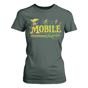 Mardi Gras Mobile Alabama AL Carnival Beads T Shirt For Women TS11 Dark Forest Green Print Your Wear