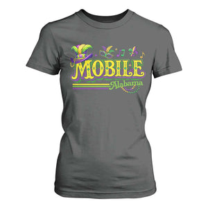 Mardi Gras Mobile Alabama AL Carnival Beads T Shirt For Women TS11 Dark Heather Print Your Wear