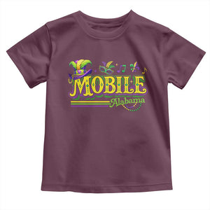 Mardi Gras Mobile Alabama AL Carnival Beads Toddler T Shirt TS11 Maroon Print Your Wear