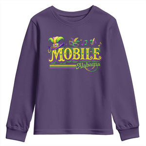 Mardi Gras Mobile Alabama AL Carnival Beads Youth Sweatshirt TS11 Purple Print Your Wear